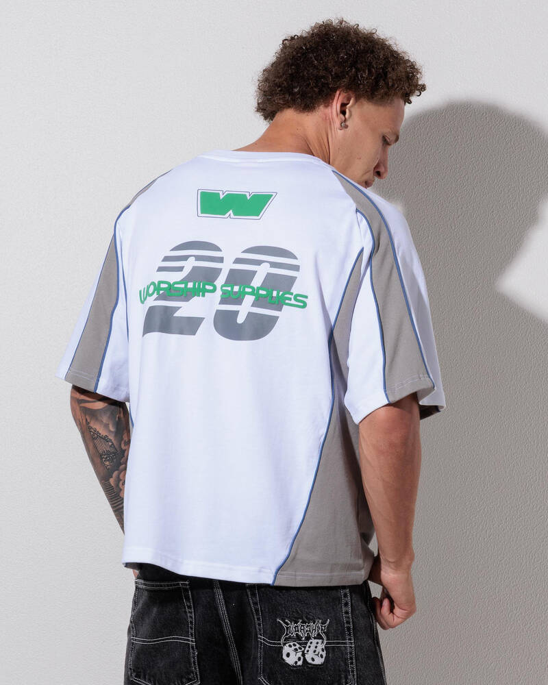 Worship Supplies Grand Prix Panel Oversized Raglan T-Shirt for Mens