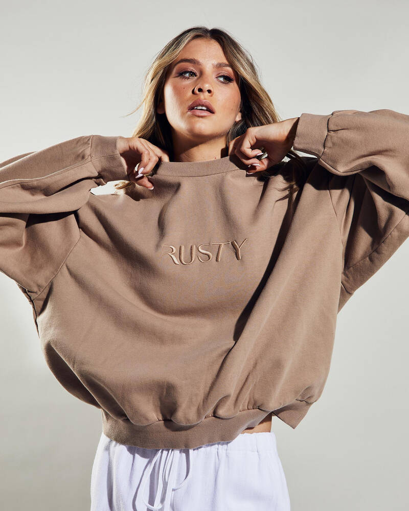 Rusty Signature Oversized Crewneck Sweatshirt for Womens