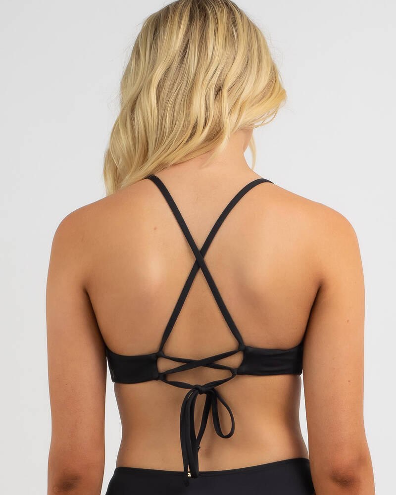 Hurley Solid Tie Front Bralette Bikini Top for Womens