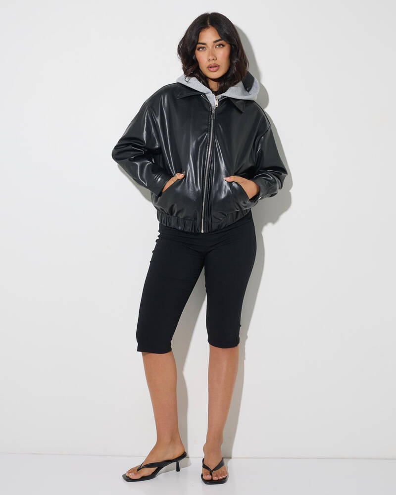 Ava And Ever Bronx Faux Leather Bomber Jacket for Womens