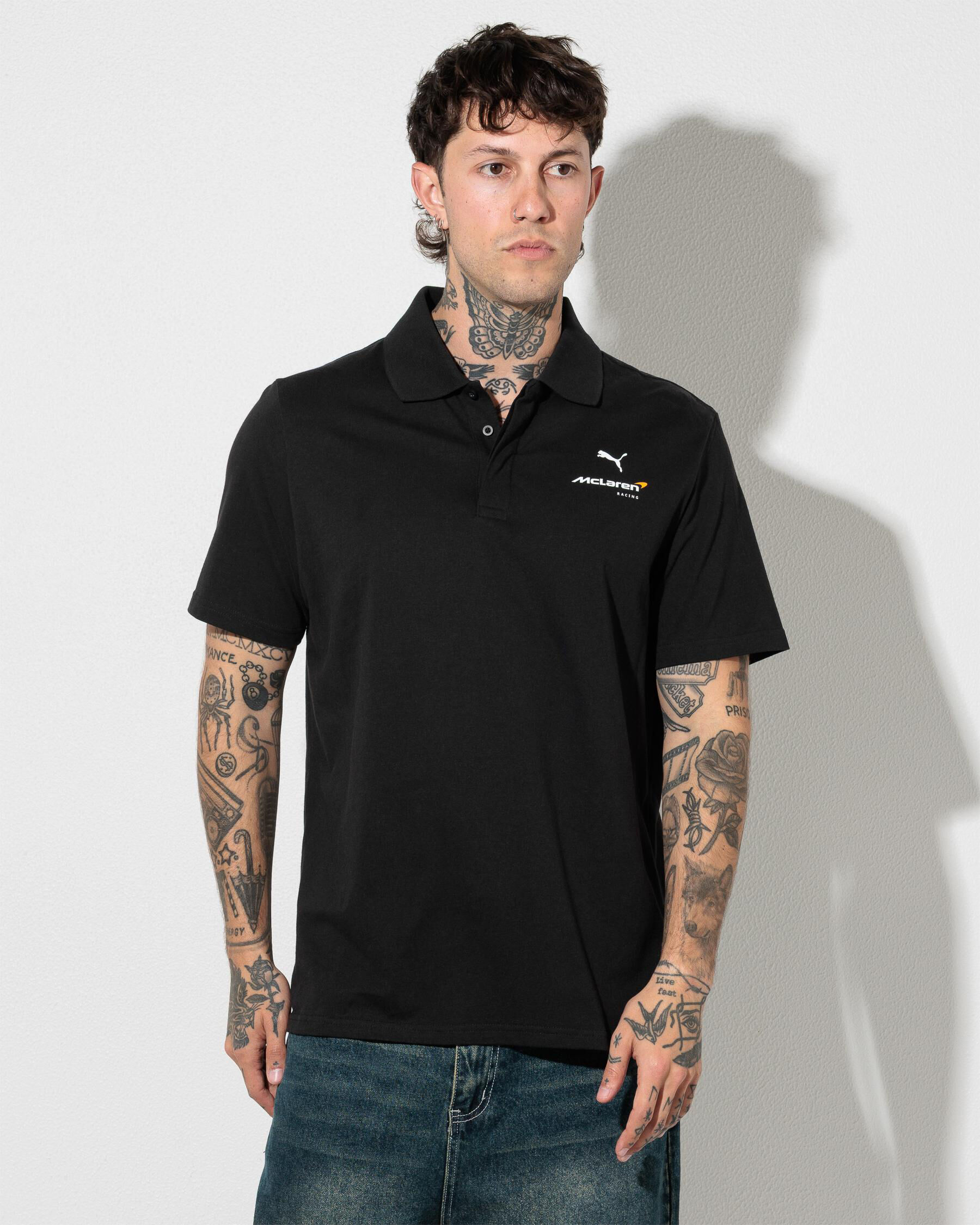 ラーメンマンFCRB BIG LOGO POLO Puma McLaren Small Logo Polo T-Shirt In Puma Black - FREE