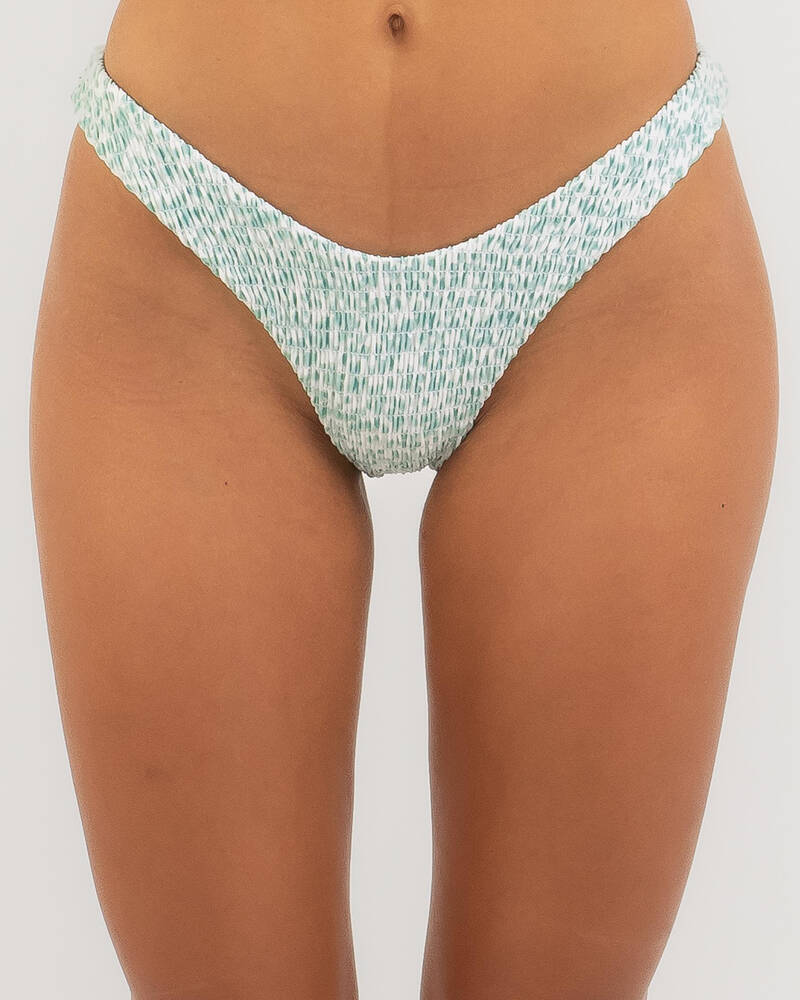 Rhythm Biscay Floral Smocked High Cut Bikini Bottom for Womens