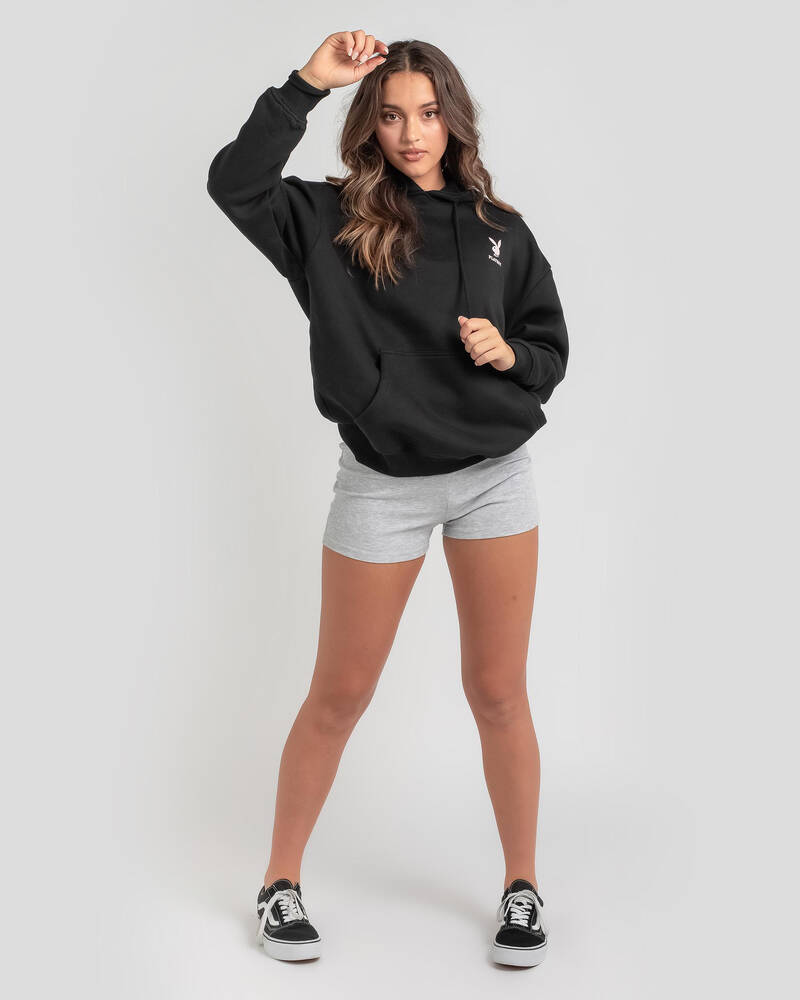 Playboy Bunny Text Stacked Hoodie for Womens