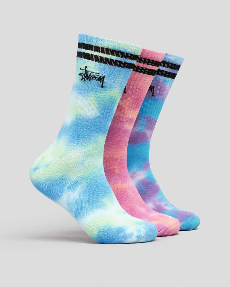 Stussy Tie Dye Crew Socks 3 Pack for Mens