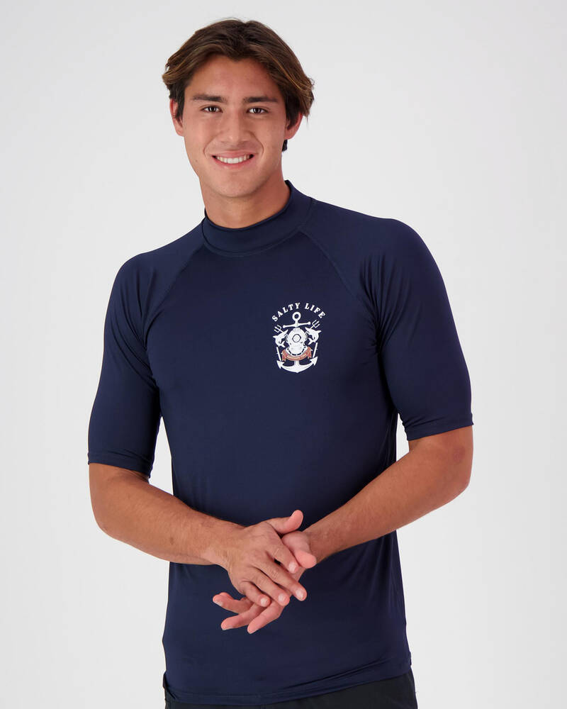Salty Life Scuba Short Sleeve Rash Vest for Mens