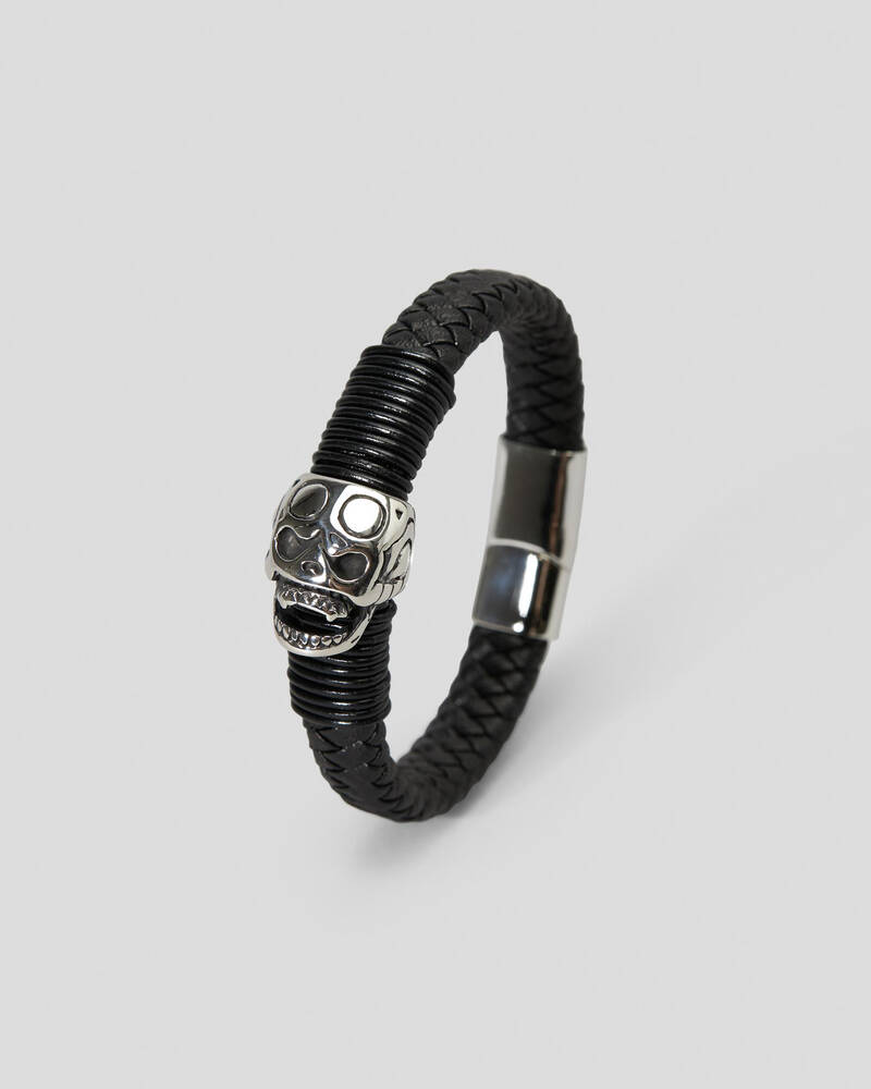 REPUBLIK Skull Leather Bracelet for Mens