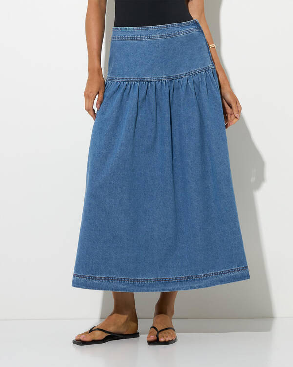 Mooloola Roxanne Maxi Denim Skirt for Womens