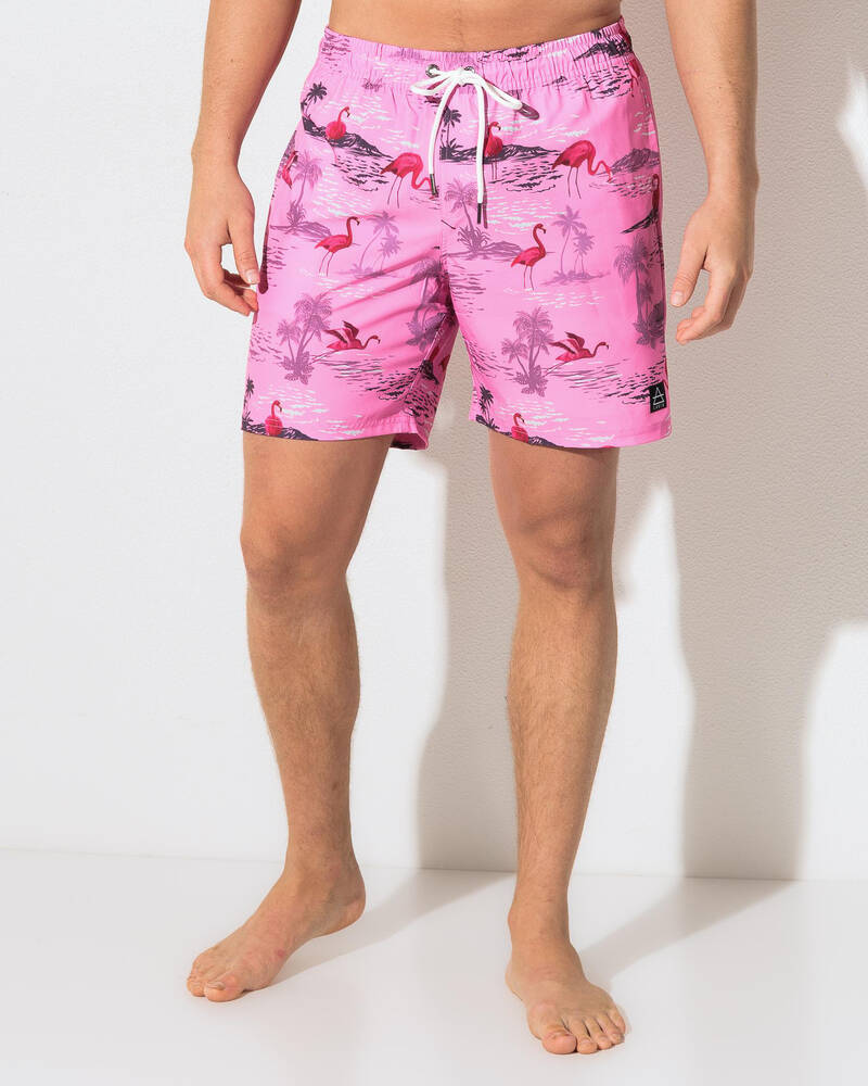 Lucid Flamingo Coast Elastic Waist Board Shorts for Mens