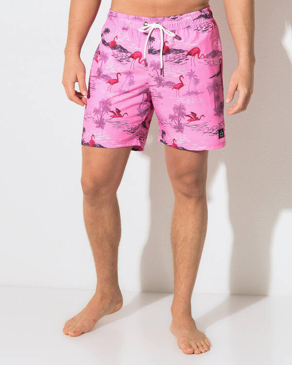 Flamingo Coast Elastic Waist Board Shorts