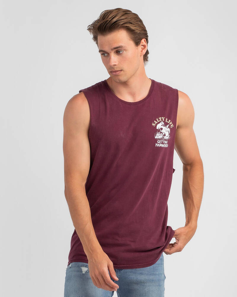 Salty Life Hammered Muscle Tank for Mens image number null