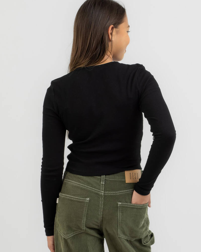 Mooloola Girls' Basic Rib Long Sleeve Top for Womens