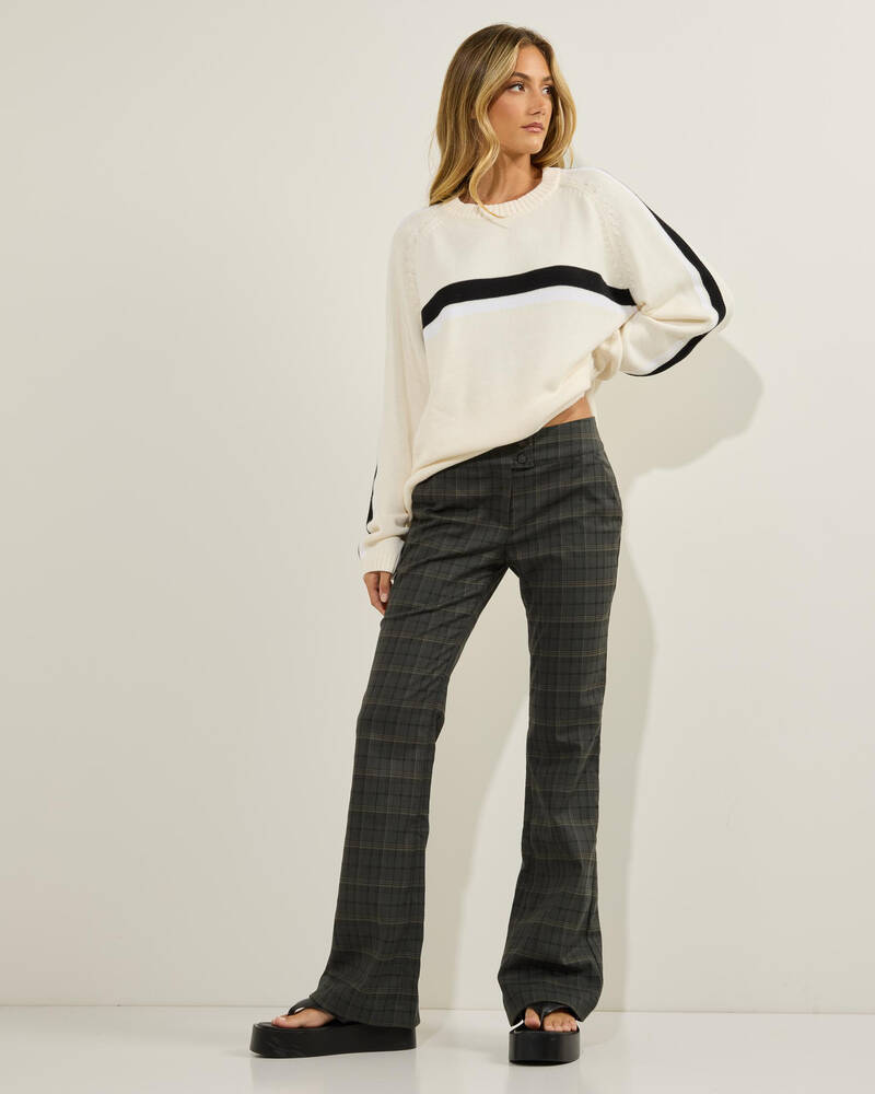 Rusty Plaid Mummy Low Rise Pants for Womens