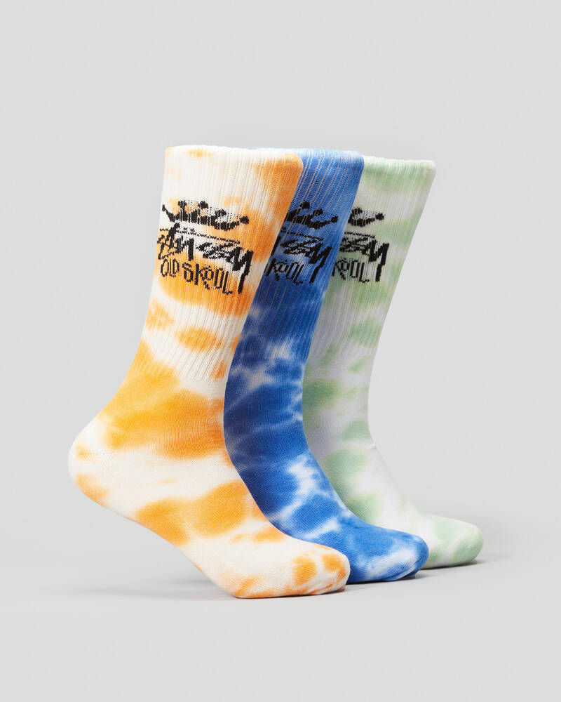 Stussy Old Skool Tie Dye Socks 3 Pack for Mens