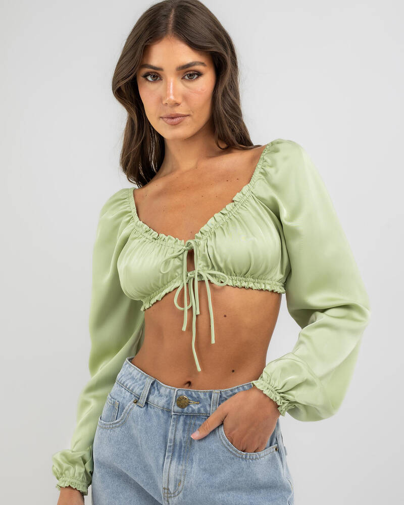 Ava And Ever Ollie Satin Tie Up Top for Womens