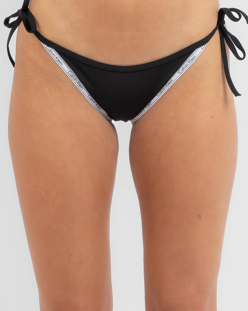 Calvin Klein Core Logo Tape String Side Tie Bikini Bottom for Womens