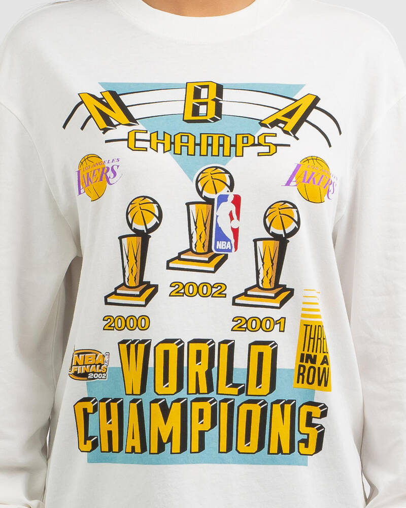 Mitchell & Ness LA Lakers Three-Peat Long Sleeve T-Shirt for Womens
