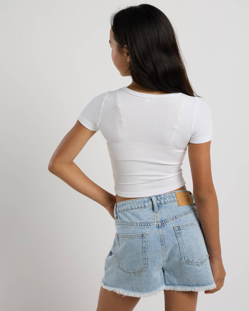 Mooloola Girls' Basic Fine Rib Tee for Womens