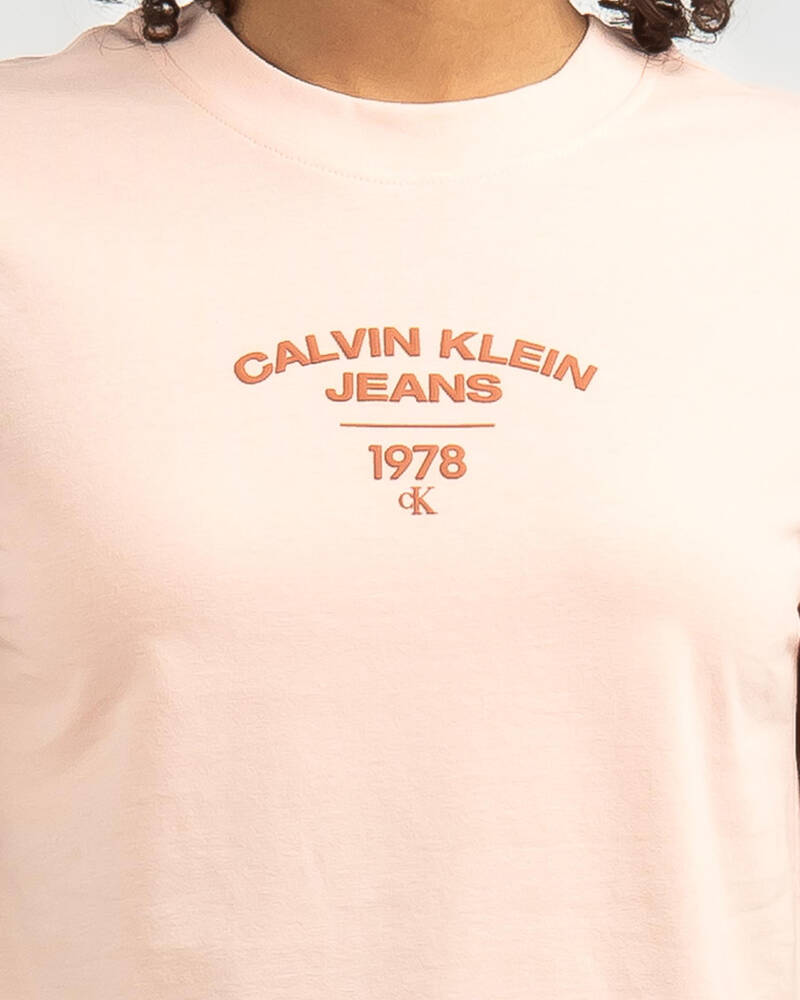 Calvin Klein Jeans Varsity Logo Baby Tee for Womens