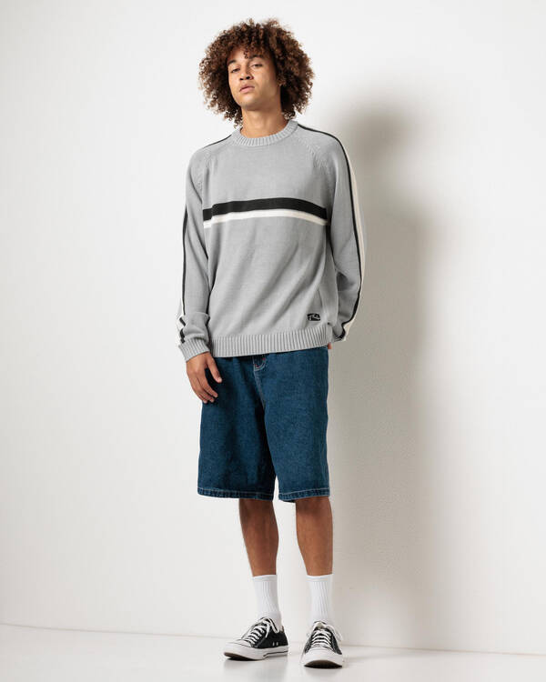 Rusty White Lines 2.0 Knitted Crew Jumper for Mens