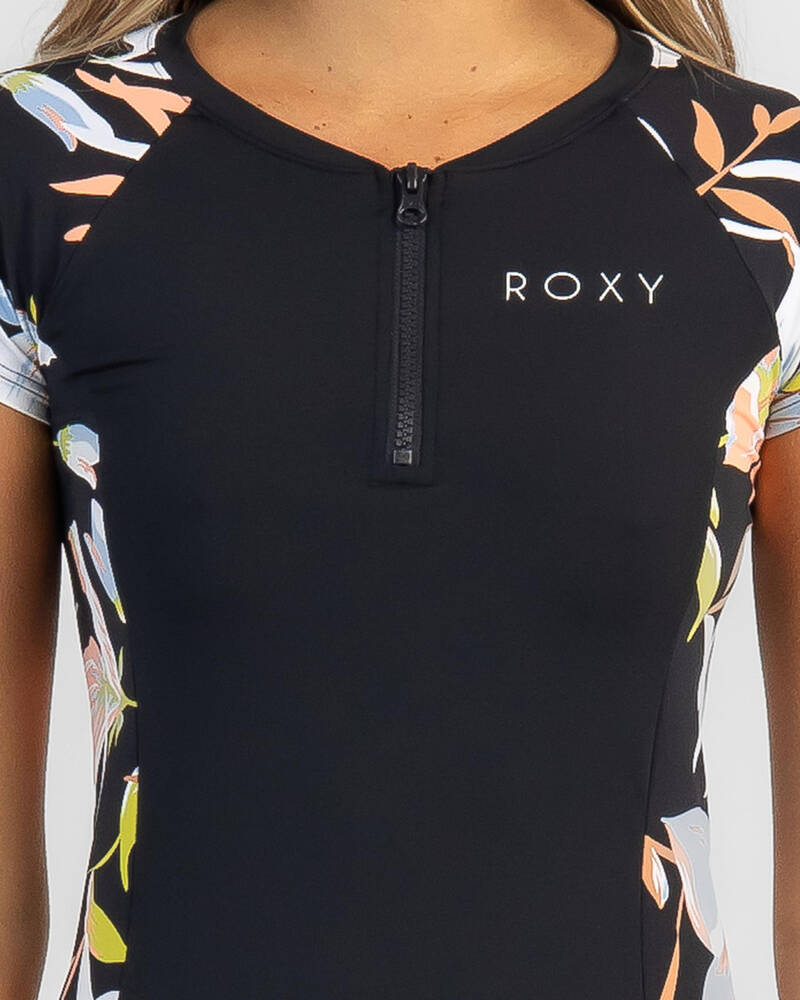 Roxy Caps Sleeves 1/2 Zipped Rash Vest for Womens
