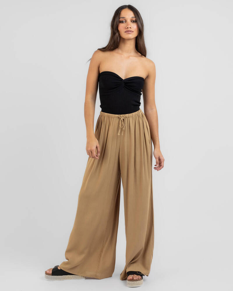 Shop Hurley Flowy Woven Beach Pants In Beige Fast Shipping & Easy