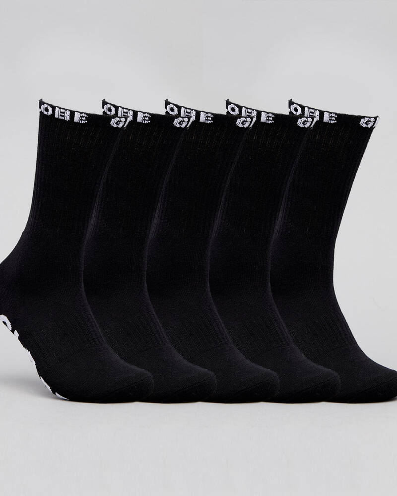 Globe Black Out Crew Socks 5 Pack for Mens image number null