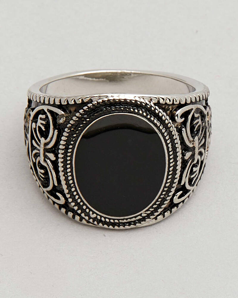 REPUBLIK Blackstone Embellished Ring for Mens
