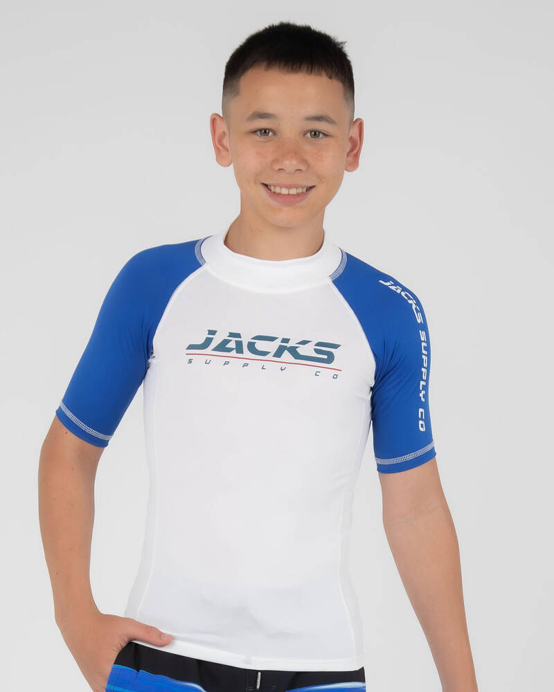 Jacks Boys' Whitewash Short Sleeve Rash Vest for Mens