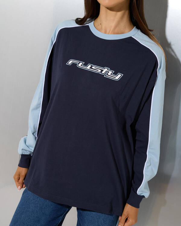 Rusty Fine Line Contrast Long Sleeve T-Shirt for Womens