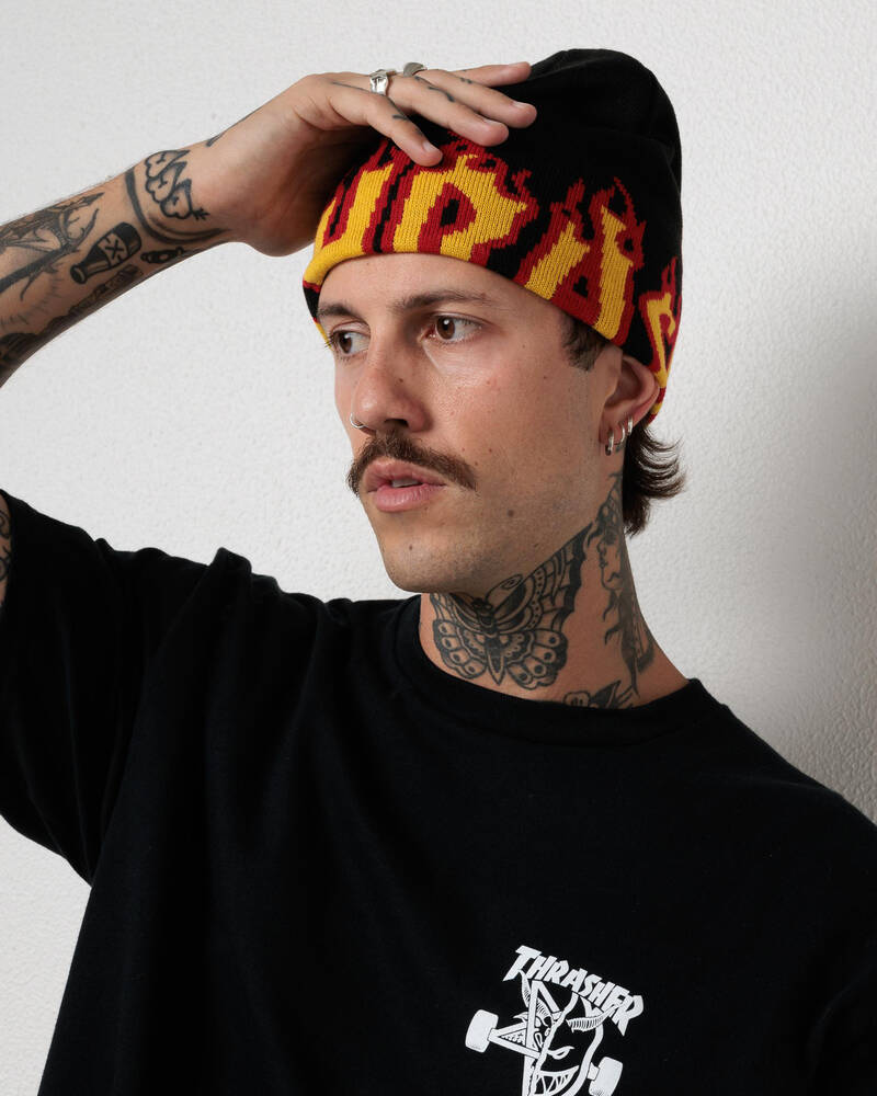 Thrasher Flame Skully Beanie for Mens