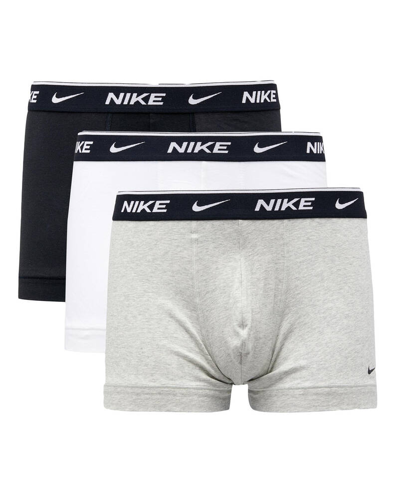 Shop Nike Nike Everyday Cotton Stretch Trunk 3 Pack In White/ Grey ...