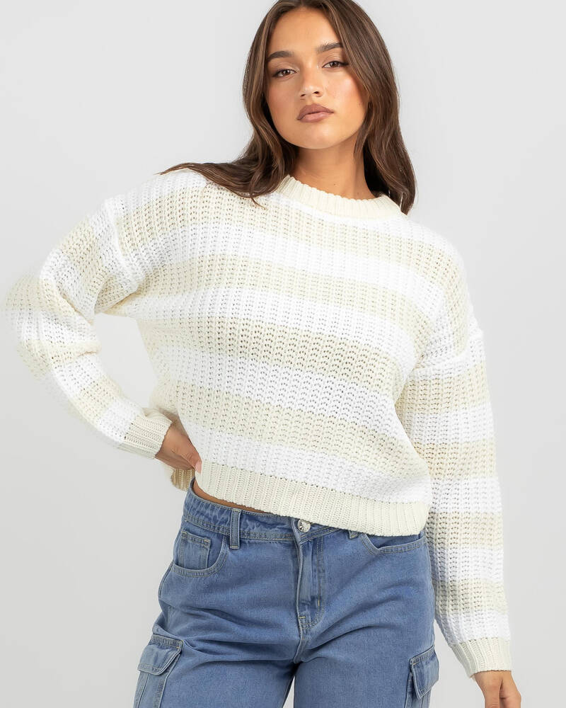 Ava And Ever Hawk Stripe Crew Neck Knit Jumper for Womens
