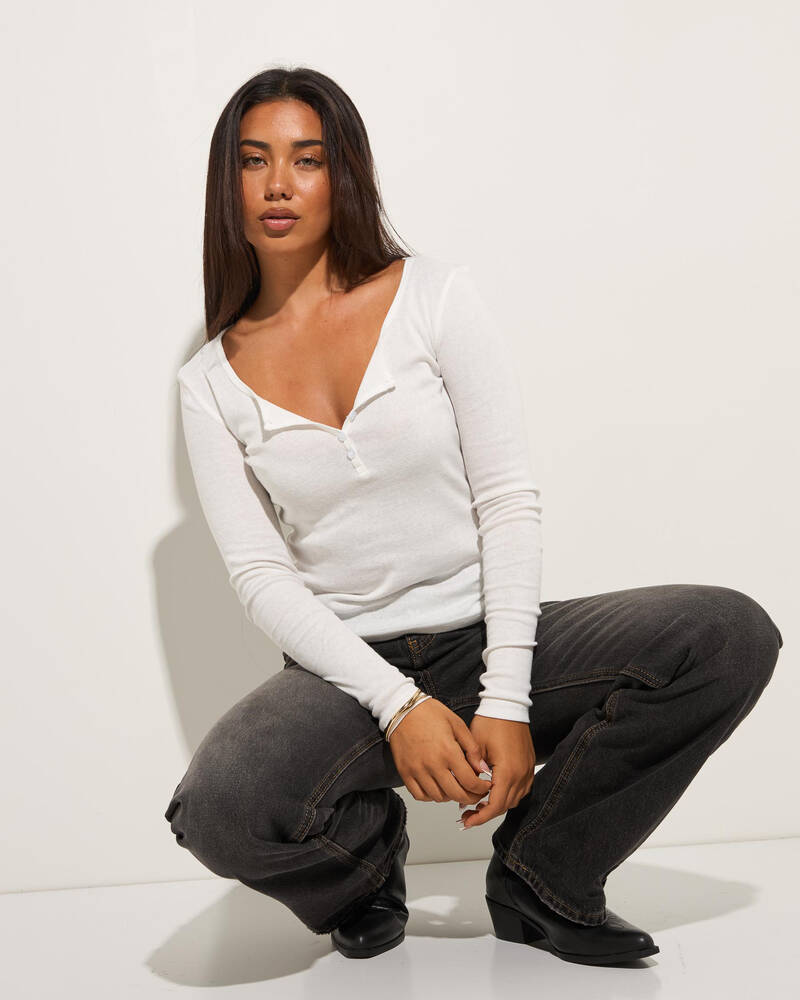 Mooloola Shirley Long Sleeve Henley Top for Womens