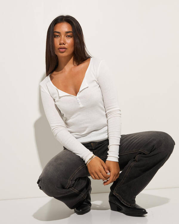 Mooloola Shirley Long Sleeve Henley Top for Womens