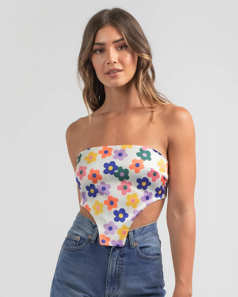 Reverse Flower Power Tube Top for Womens