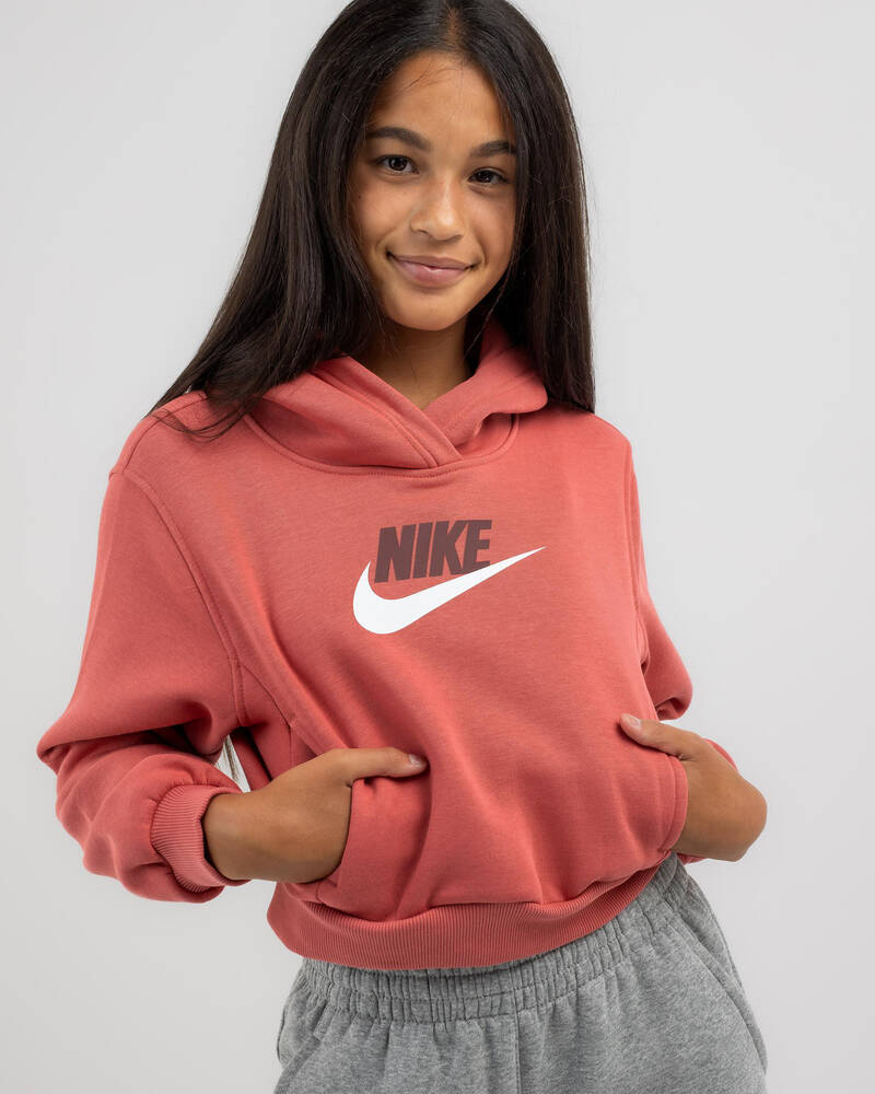Nike Girls' Club Fleece Crop Hoodie for Womens