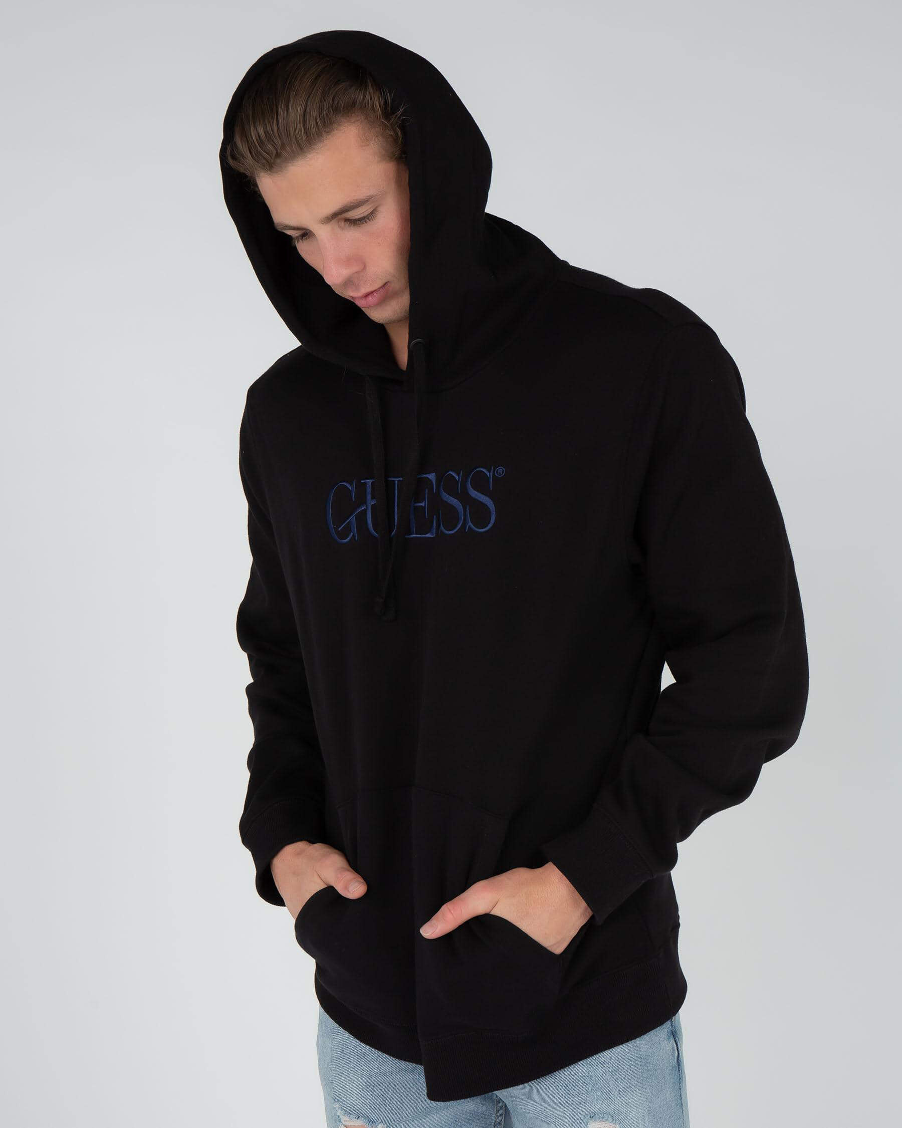 GUESS Jeans Eco Roy Fleece Hoodie In 