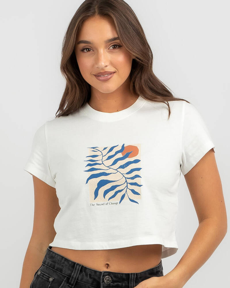 Rhythm Fern Vintage Crop Crew T-Shirt for Womens