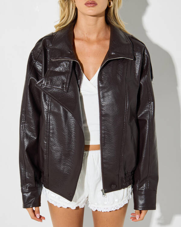 Du Soleil Leona Faux Leather Jacket for Womens