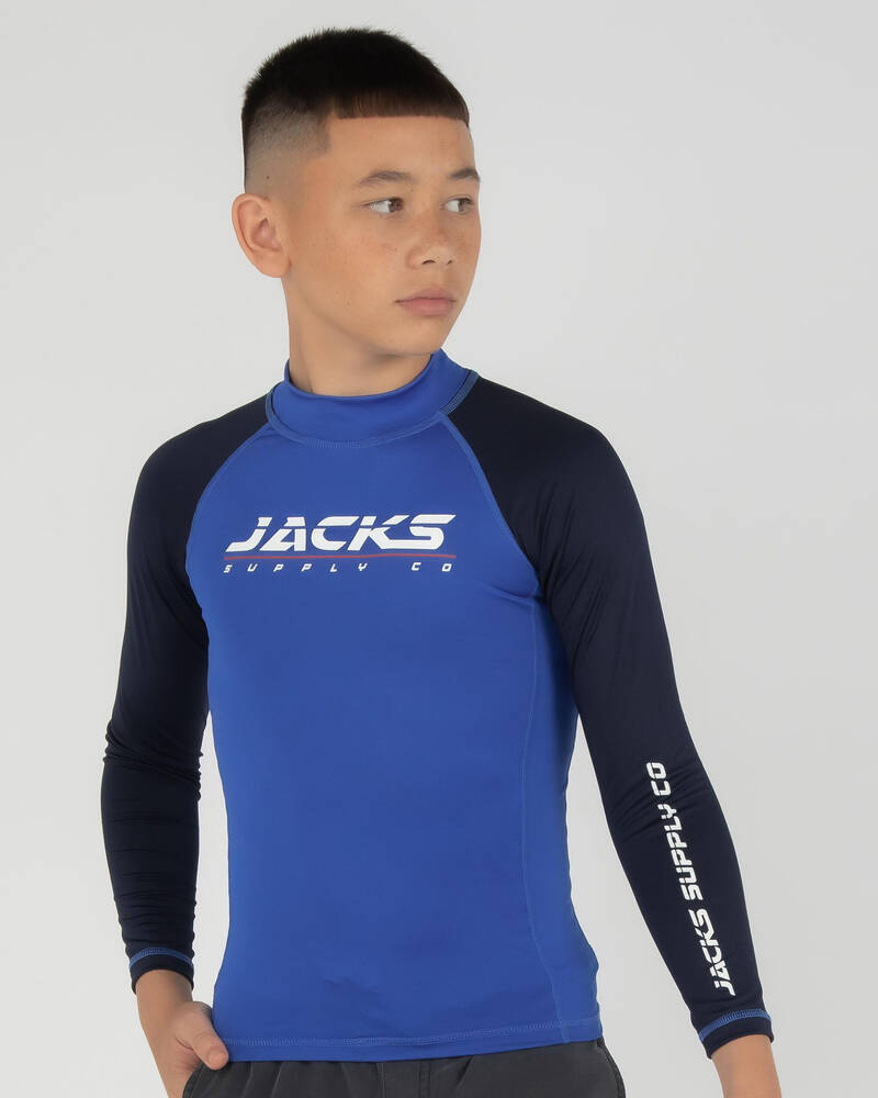Jacks Boys' Whitewash Long Sleeve Rash Vest for Mens