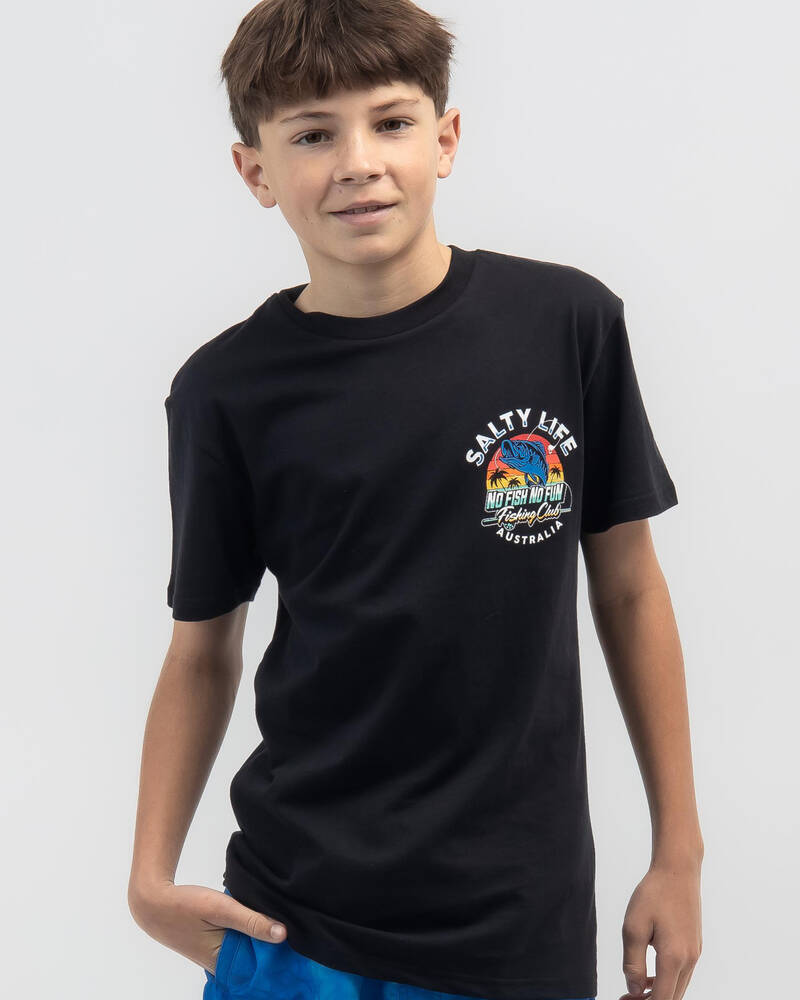 Salty Life Boys' No Fish No Fun T-Shirt for Mens