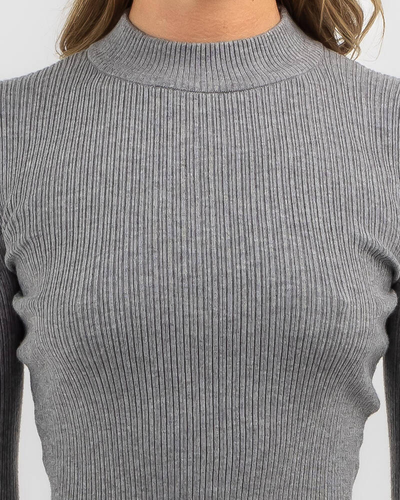 Mooloola Basic Stand Neck Knit Top for Womens