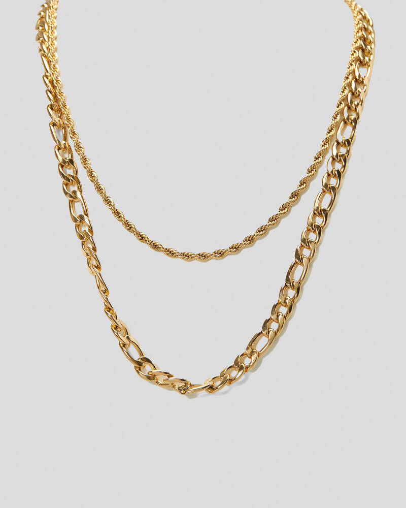 REPUBLIK Gold Combo Chain Necklace In Gold Fast Shipping & Easy