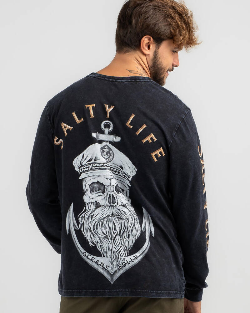 Salty Life Anchors Long Sleeve T-Shirt for Mens