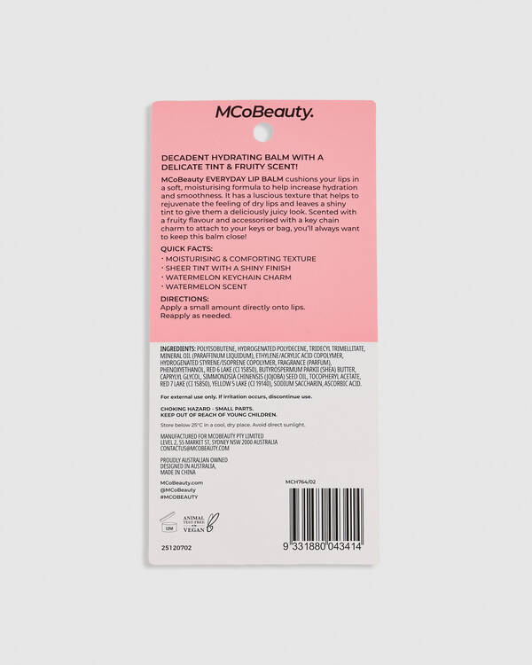 MCo Beauty Everyday Lip Balm Bag Charm for Womens