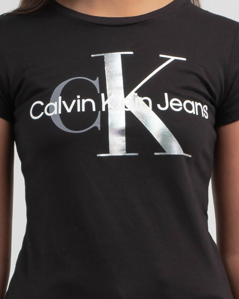 Calvin Klein Girls' Mixed Monogram T-Shirt for Womens