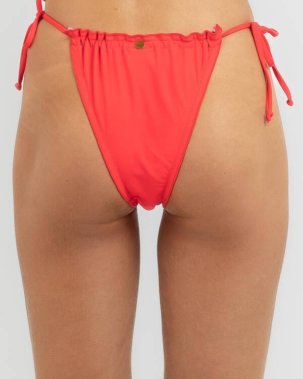 Kaiami Taylor Fluted Cheeky Tie Bikini Bottom for Womens