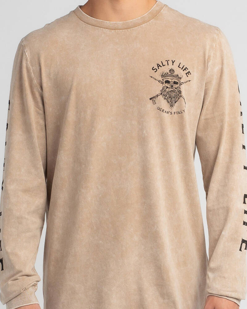 Salty Life Black Beard Long Sleeve T-Shirt for Mens