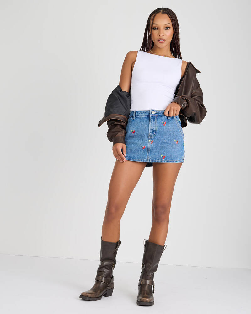 DESU Sunday Cherry Denim Skort for Womens