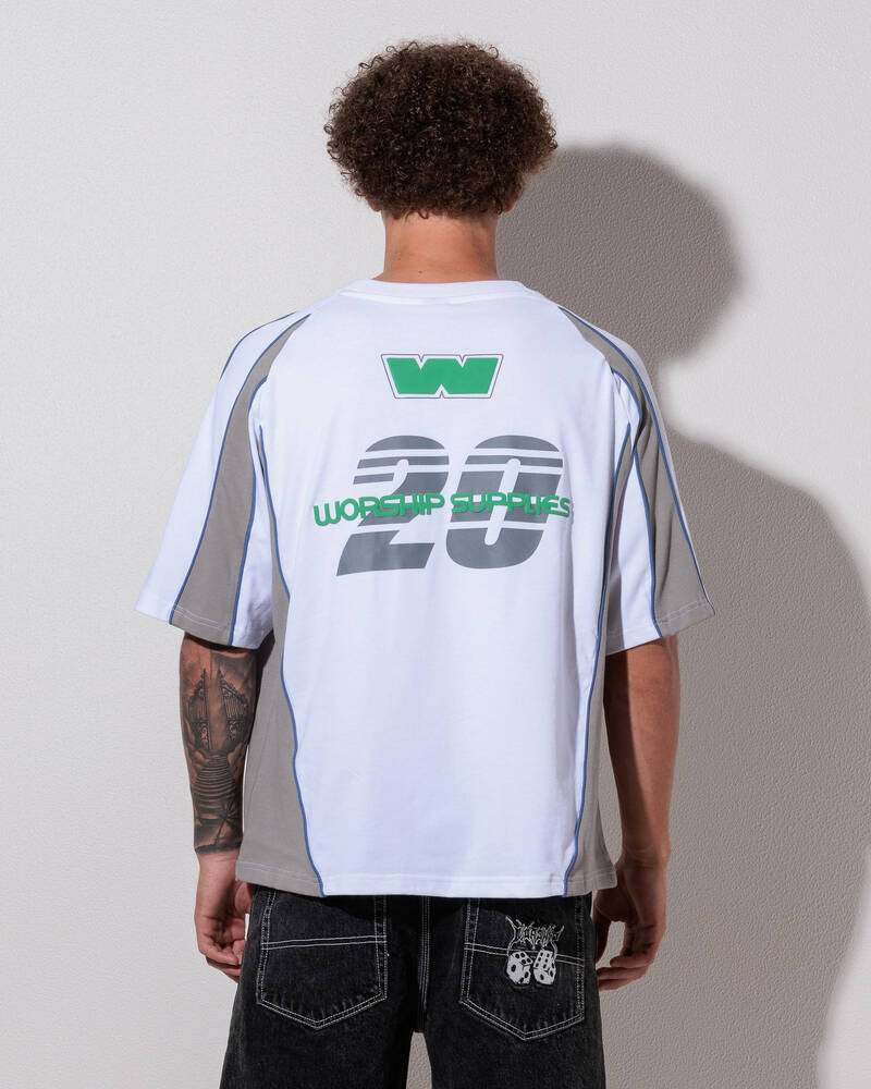 Worship Supplies Grand Prix Panel Oversized Raglan T-Shirt for Mens